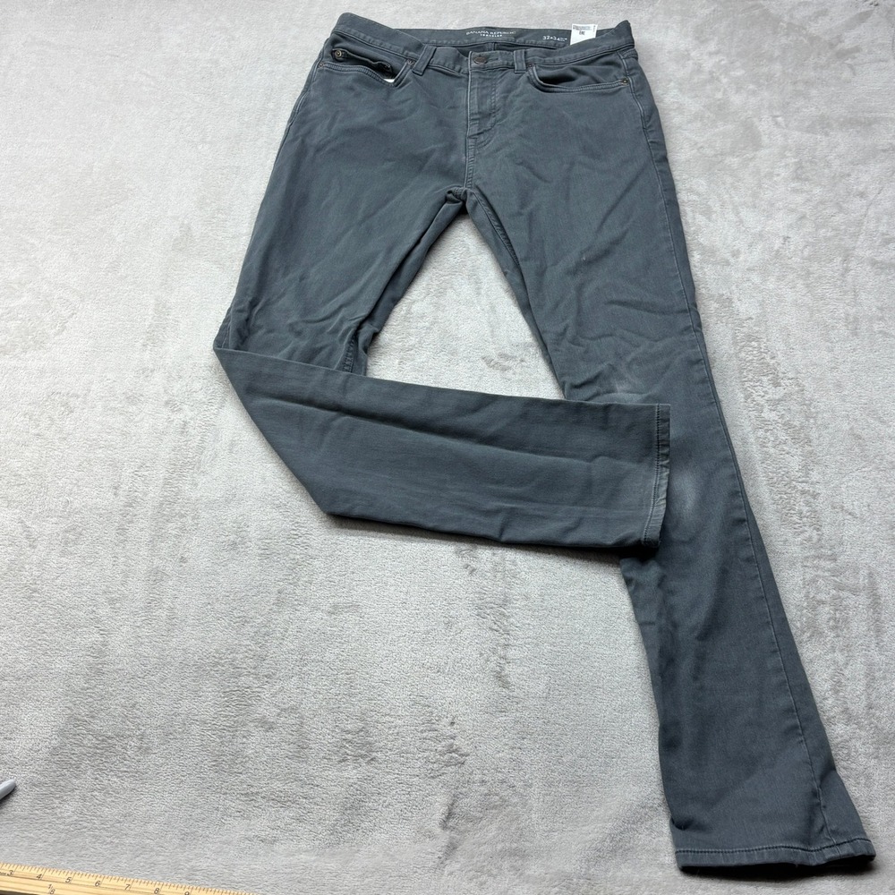Banana Republic Traveler Pants Mens 32x34 Gray Slim Fit Stretch Chino Preppy